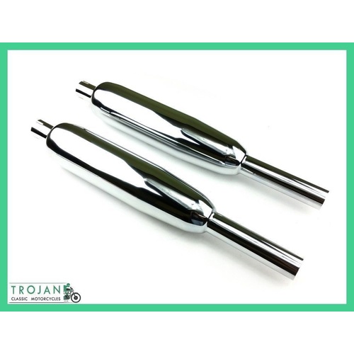 MUFFLERS, TRIUMPH, BOTTLE TYPE, 650, 6T, TR6, T120, 1963-70 (PAIR) 70-5866