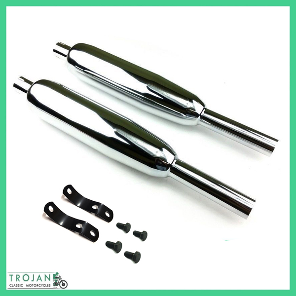 MUFFLERS, BRACKETS, BOLTS, SET, TRIUMPH BOTTLE TYPE, 650, 6T, TR6, T120, 1963-70, 70-5866, E5866