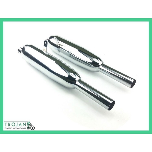 MUFFLER, TRIUMPH, 3TA, 5TA, T90, T100, 1957-1973, (PAIR), 71-2017, 71-2018