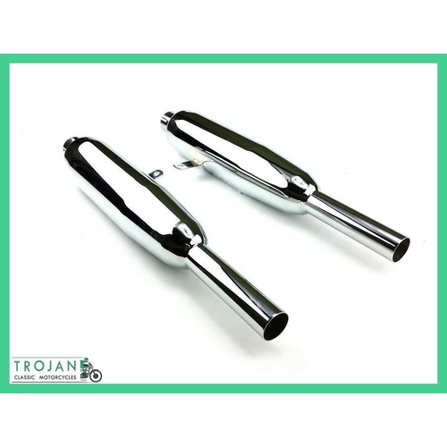 MUFFLERS, TRIUMPH, 6T, T110, T120, DUPLEX, 1960-62 (PAIR) 70-4118/9