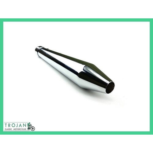 MUFFLER, UNIVERSAL, REVERSE CONE,CHROME,19" (LEFT OR RIGHT) CAFE,BOBBER, EXH0081
