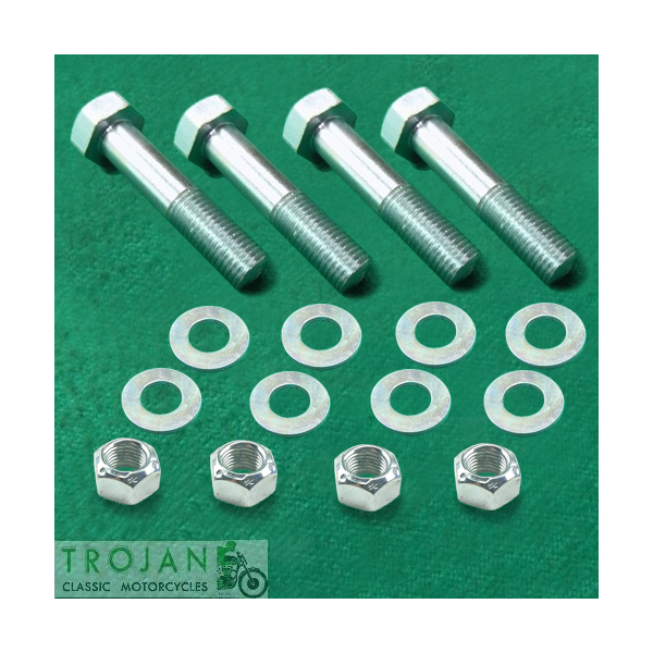 SHOCK MOUNTING BOLT NUT WASHER SET, TRIUMPH, TR6, T120, TO 1970, 14-0235, 14-1303, S25-2