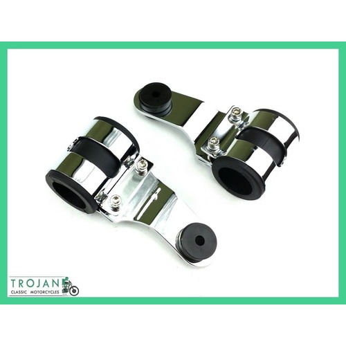 HEADLIGHT BRACKETS, CHROME, H/DUTY, CAFE RACER (PAIR), HLP0035