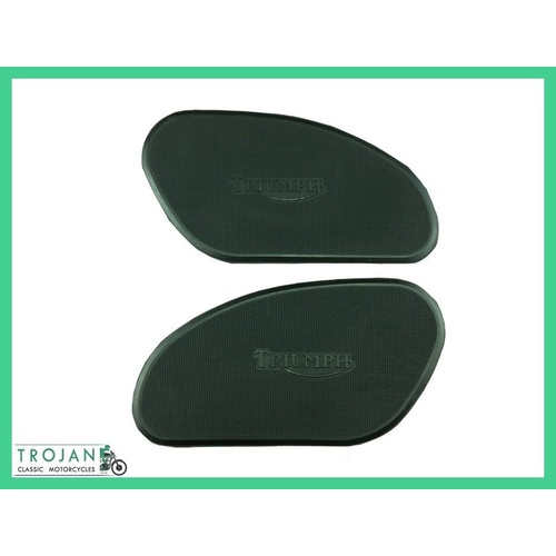 KNEE RUBBERS, TRIUMPH, SCRIPTED, GLUE-ON, 1963-67 (PAIR) 82-5401, 82-5402