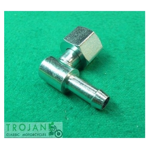 PETROL TAP NUT AND SPIGOT ASSY, 1/4" BSP, 90 DEG, TRIUMPH, NORTON, BSA, PTK0073