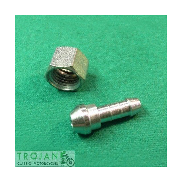GENUINE PETROL TAP NUT AND SPIGOT, 1/4" BSP, TRIUMPH, NORTON, BSA, AJS, MATCHLESS